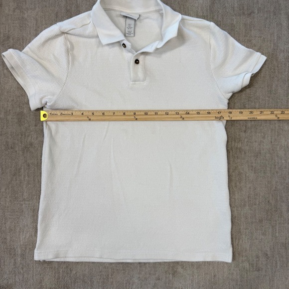 HM Mens White Textured Slim Fit Short Sleeve Polo Shirt 2058 Small - Picture 5 of 7